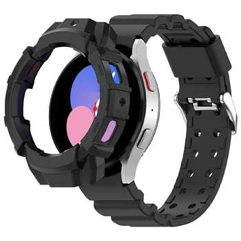 Чехол + ремешок для Samsung Galaxy Watch 4/5 44 мм 40 мм силикон Без зазоров браслет correa Защитный чехол Galaxy watch 5 ремешок 20 мм