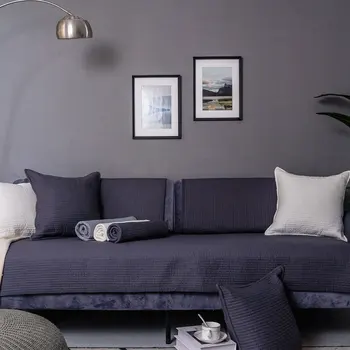 Модный чехол для дивана из чистого хлопка, чистый Цвет, простой чехол для дивана, изысканная полоса, противоскользящее и ретро-элегантное полотенце для дивана