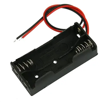Черный пластиковый батарейный отсек держатель провода 2x1,5 В AAA