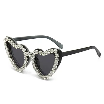Роскошные Модные солнцезащитные очки Love Heart, женские модные Брендовые дизайнерские солнцезащитные очки в большой оправе с бриллиантами, Квадратные солнцезащитные очки для женщин