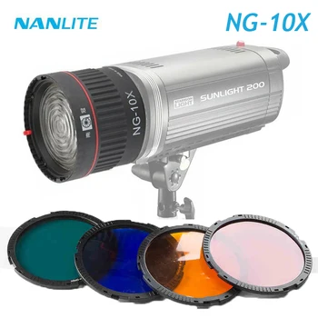 Nanlite Nanguang NG-10X Линза Френеля 10-40 ° 5X Комплект Адаптеров фокусировки для светодиодных ламп Bowens-fit с 4 Цветными Фильтрами