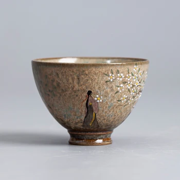 Керамическая ручная роспись Ru Kiln Master Cup, Одинарная чашка, женская Открытая чайная чашка, Ru Фарфоровая чайная чашка, Чайный набор Кунг-фу