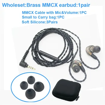 Рекламные Съемные проводные наушники из латуни MMCX Eabud с микрофоном с тем же разъемом, что и наушники Shure SE215 Se535