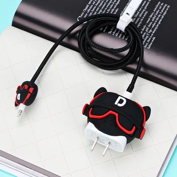 Стильный 3D музыкальный Бульдог Силиконовый протектор USB-кабеля Шнур передачи данных Симпатичный защитный чехол для iPhone 18/20 Вт