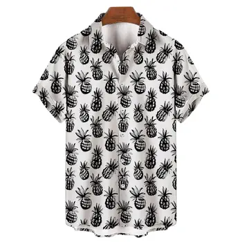 2023 Летняя модная мужская гавайская рубашка с коротким рукавом и большим гавайским цветочным пляжным рисунком
