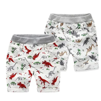 Модные детские штаны для детей, летние брюки, шорты для маленьких мальчиков, пляжное белье с рисунком динозавра, красно-зеленые животные