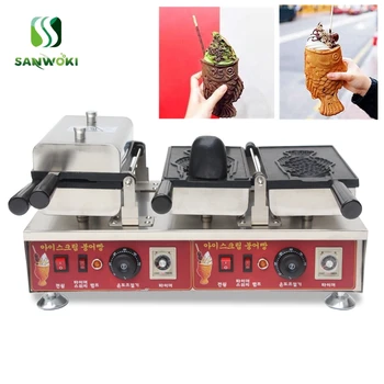 Электрическая машина для приготовления рыбного мороженого taiyaki baker с открывающимся ртом в форме рыбы, вафельный рожок, корейская машина для приготовления мороженого Taiyaki