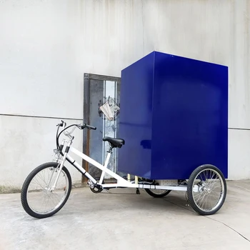 Индивидуальный Электрический грузовой трехколесный велосипед с двигателем синего цвета для доставки С кабиной и навесом для водителя