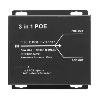 Расширитель POE 3 в 1, Расширитель POE от 1 до 2, Гигабитный Расширитель POE 10/100/1000 Мбит /с со Стандартным входом /выходом IEEE 802.3Af / At