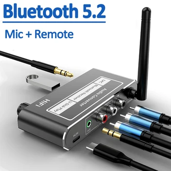 Аудиоприемник Hi-Fi Bluetooth 5.2 ЦАП Коаксиальный цифроаналоговый преобразователь 3,5 мм AUX RCA Микрофон Sing Стерео Беспроводной адаптер