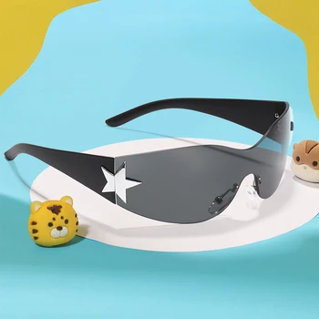 Детские солнцезащитные очки без оправы Cute Star One Piece, детская мода, Мальчики и девочки, Зеркальные очки с защитой от UV400