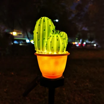 Светодиодный светильник в форме ананаса и кактуса, маленький ночник, декоративный светильник на солнечной батарее, трехмерное освещение