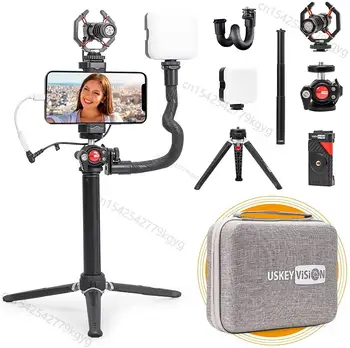 Комплект для видеоблогинга USKEYVISION Микрофон Световое оборудование с удлинителем Rick для смартфонов Видеоблоггеры YouTube