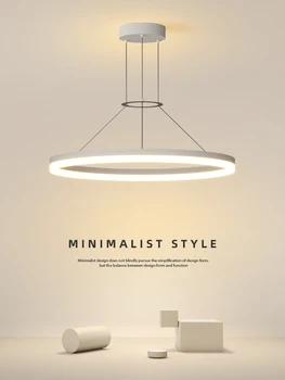 Современный минималистичный светодиодный подвесной светильник для гостиной, спальни, столовой, кухни, Подвесная потолочная люстра с черным кольцом, Светильник