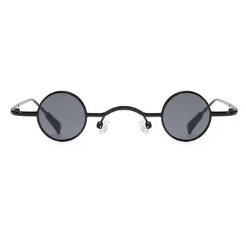 Популярные Крошечные круглые металлические солнцезащитные очки для мужчин и женщин в стиле панк 90-х, милые сексуальные оттенки, маленькая оправа, мужские уличные очки в стиле хип-хоп