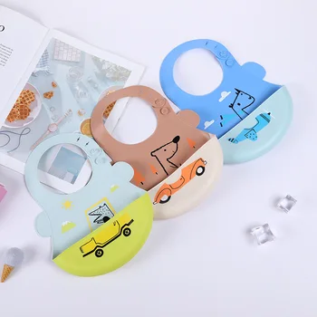 Детские нагрудники с мультяшными животными Водонепроницаемый Регулируемый Мягкий силиконовый нагрудник для маленьких девочек и мальчиков, набор для кормления, фартук для малышей