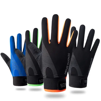 Велосипедные перчатки, противоскользящие Дышащие перчатки для занятий спортом на открытом воздухе, перчатки для бега, Эластичные перчатки для верховой езды с сенсорным экраном, велосипедные перчатки с полными пальцами
