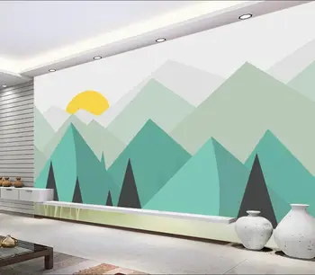 Пользовательские обои мультфильм треугольник гора солнце фон детский сад украшение детской комнаты фрески 3d обои