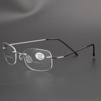 Ультралегкие Бескаркасные Металлические Бифокальные Очки Для Чтения Женщины Мужчины Очки С Увеличительным Стеклом Взгляд Вблизи Дальней Линзы Для Очков При Пресбиопии
