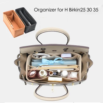 Для H Birkin25 30 35 Вставка из ткани из фетра, органайзер для сумок для макияжа, внутренний кошелек для путешествий, портативные косметички