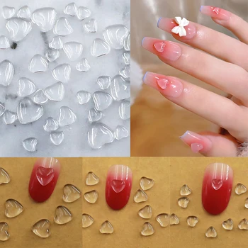 50шт Корея японская 3D наклейки ногтей аксессуары блеск прозрачный кристалл сердце бусины для ногтей запчастей для ногтей Шарм материалов
