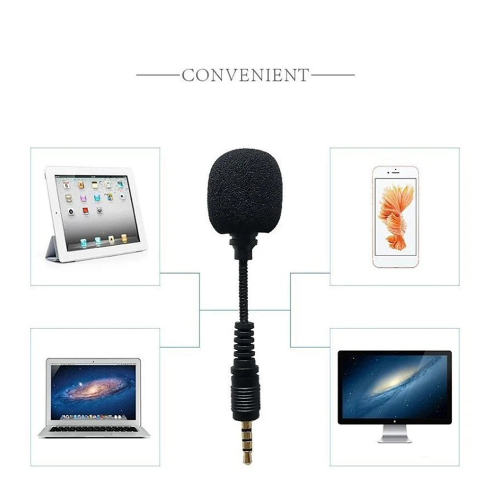 Мини-микрофон Аудиомикрофон для мобильного телефона, микрофон с всенаправленным разъемом 3,5 мм, микрофон для компьютера, Записывающая звуковая карта, мобильный телефон