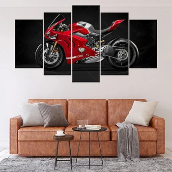 Плакат гоночного мотоцикла Ducati Panigale V4 R, 5 предметов, настенное искусство, холст, живопись, принты для гостиной, спальня, HD Домашний декор