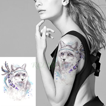 Водонепроницаемая временная татуировка наклейка волк голова волка Ловец снов Поддельная татуировка Флэш-тату боди-арт Нога Рука для женщин Мужчины девушки