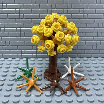 Стебель цветка растения MOC Bricks с перекладиной и 6 стеблями, совместимый с аксессуаром для фигурки 19119, Собранные строительные блоки, игрушки, подарок для детей