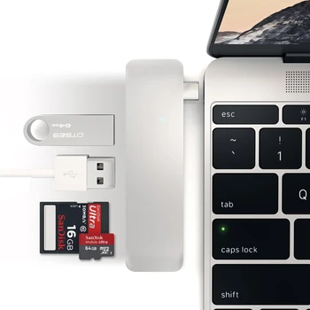 10 шт./лот Тип C Концентратор USB-C 5 в 1 Комбинированный Концентратор с Зарядным Портом USB 3.0 для Macbook 12 Дюймов 13 Дюймов Адаптер для Чтения карт