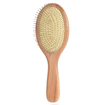 2X Деревянная щетка для волос со стальной иглой, булавочная расческа для массажа кожи головы, улучшающая здоровье волос, Деревянная лопатка, расческа для распутывания волос-1