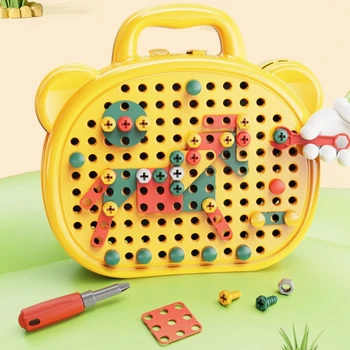 Сверлильный винт 3D Мозаичная игрушка-головоломка для детей, строительные кирпичи, игрушка для детей, набор электродрелей своими руками, обучающая игрушка для мальчиков