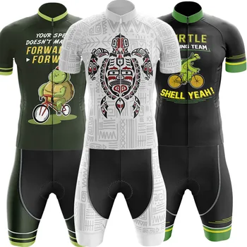Turtle Cycling Team 2023 Комплект Велосипедной майки с Рисунком аниме Зеленая одежда Велосипедные рубашки Костюм Велосипедный нагрудник Шорты MTB Майо Ropa