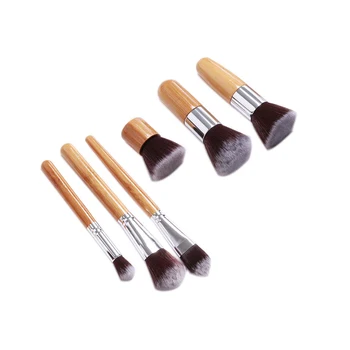 Профессиональный набор кистей для макияжа с ручкой из натурального бамбука, 6 шт., Инструменты, набор туалетных принадлежностей для макияжа, шерстяной бренд, набор кистей для макияжа, чехол