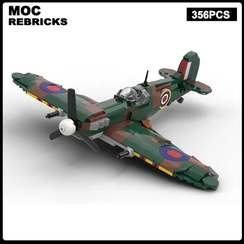Военная серия WW2 Supermarine Spitfire MK MOC Building Block, сборная модель истребителя, кирпичные игрушки, детские Рождественские подарки