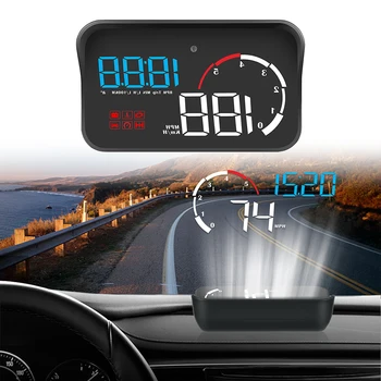 Многофункциональная Интеллектуальная сигнализация M10 A100 Проектор на лобовое стекло OBD2 Предупреждение о превышении скорости автомобиля HUD Дисплей