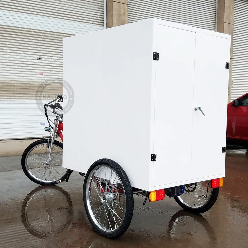 Индивидуальный Электрический грузовой трехколесный велосипед с двигателем синего цвета для доставки С кабиной и навесом для водителя