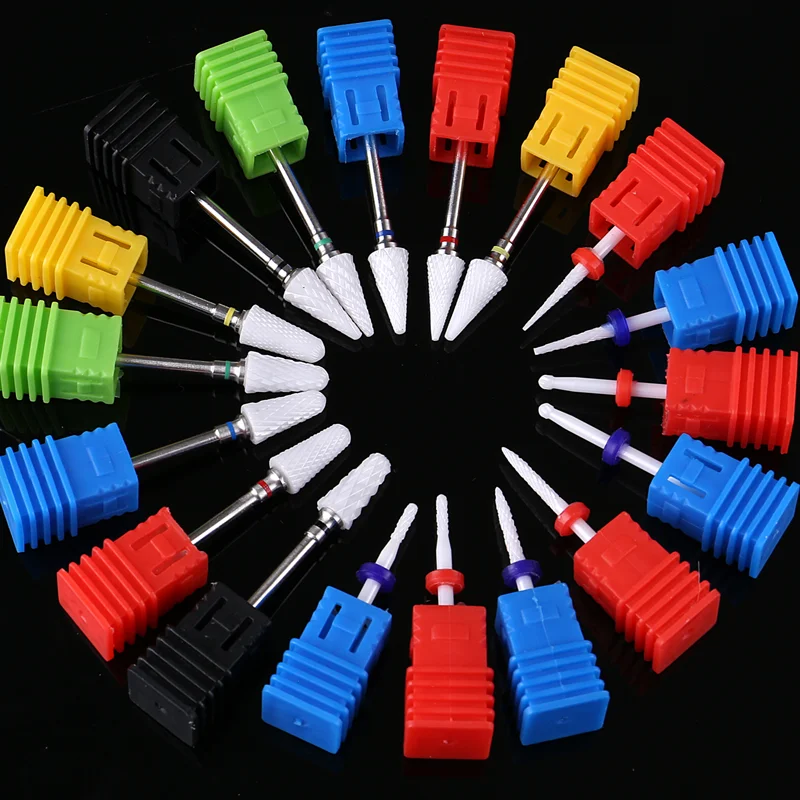 Многотипные фрезерные сверла для ногтей, профессиональная электрическая дрель для ногтей, сменные головки для удаления УФ-геля и акрила.