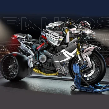 Новая идея Moc Техническая гоночная модель мотоцикла Строительные блоки Набор кирпичей Для сборки Строительных игрушек для мальчиков Подарок на День рождения