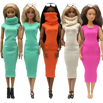 одежда для куклы, Шарф 30 см + платье, комплект аксессуаров для повседневной носки, Одежда для куклы Curvy Barbies