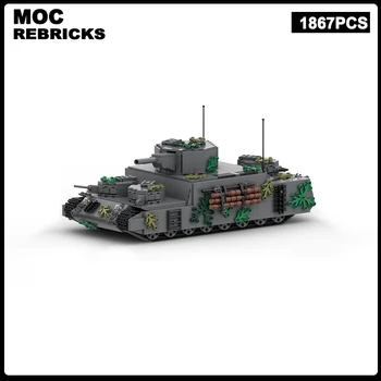 Вторая мировая война Японская военная серия Army Super Heavy Tank MOC Строительный блок Модель бронированного автомобиля Кирпичные игрушки Детские Рождественские подарки