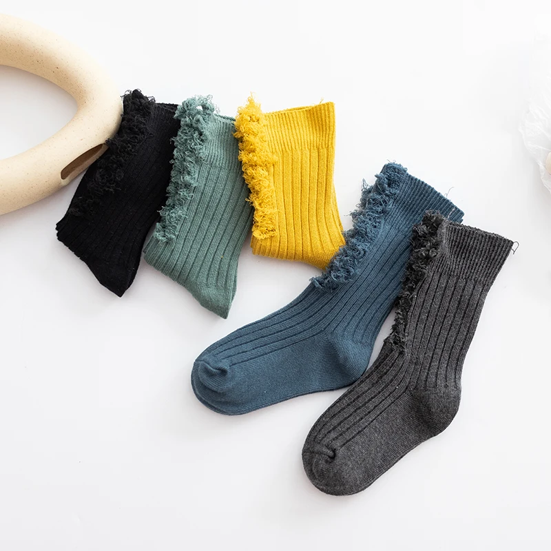 Хлопчатобумажные носки для девочек в весенне-летнем стиле с отверстиями, модный тренд, универсальные детские носки-тюбики, детские носки-попрошайки