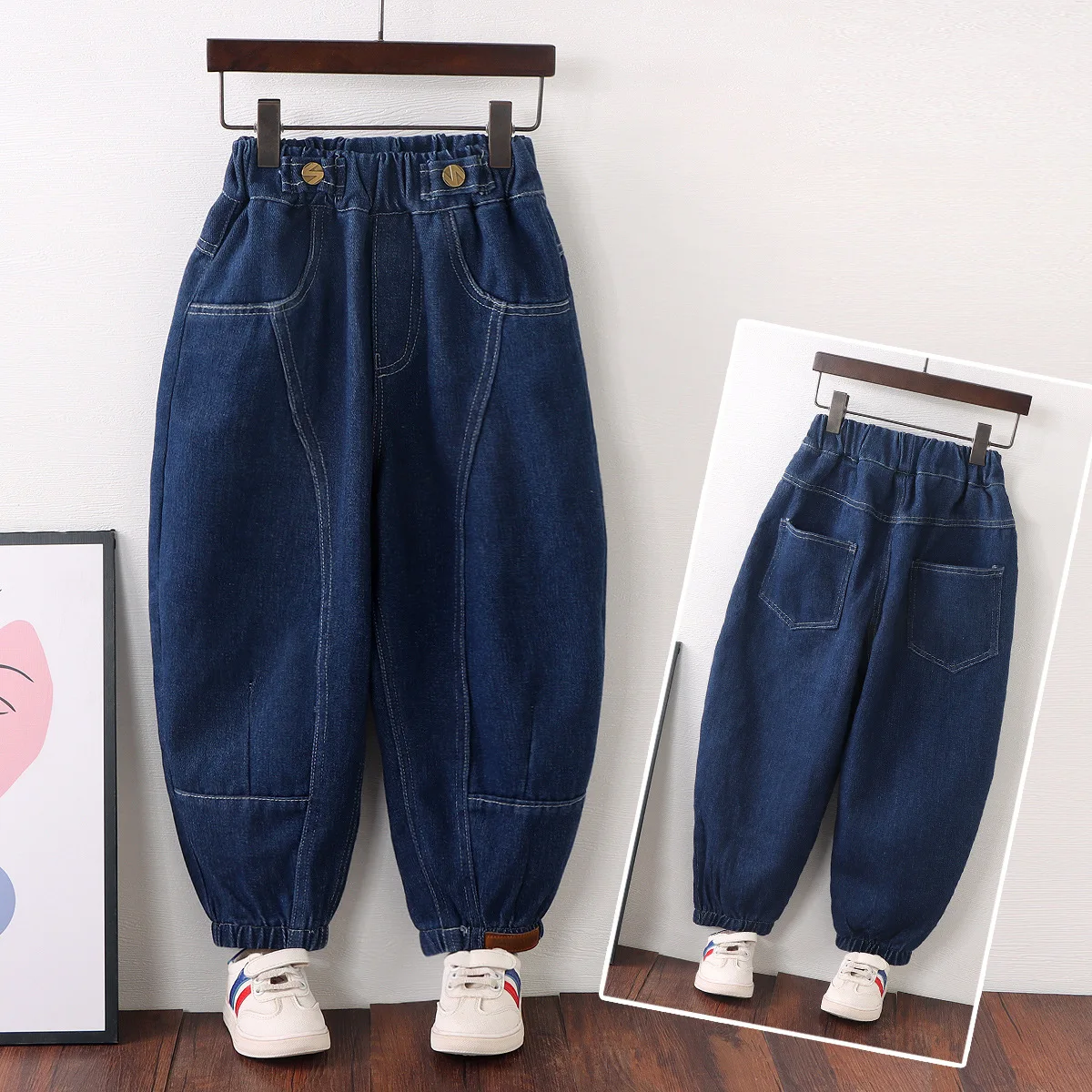 Весна 2023, Джинсы для мальчиков, джинсовые детские брюки, Корейская детская одежда, брюки для подростков, Клетчатые брюки для девочек от 1 до 12 лет