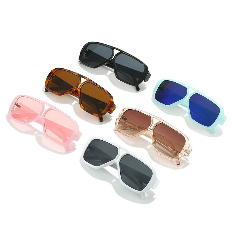 Новые двойные мосты, квадратные женские солнцезащитные очки ярких цветов, оттенки UV400, модные градиентные зеркальные Мужские солнцезащитные очки