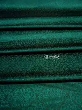Китайская классика Парча жаккардовый атлас черновато-зеленая шелковая ткань Satin de soie Satén шелк hanfu cloth DIY patchworkbag