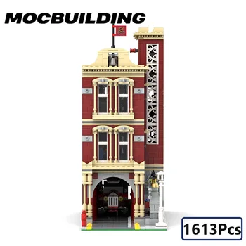 Эксперт по созданию пожарной станции, модель MOC, модульный дом, строительные блоки, совместимость с 10263 детскими игрушками, 1613 шт.
