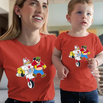 Семья соответствующие одежда Дисней, летние новые продукты для взрослых унисекс футболки Скрудж Макдак мультфильм печати десантный стиле Харадзюку 