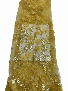 Новое 3D стерео шифоновое платье с цветочным пузырем, вышитое бисером, свадебное платье с пайетками, ткань для платья 5 размер