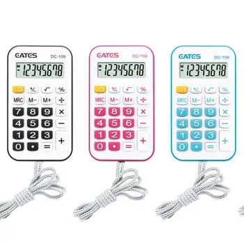 Мини-карманный калькулятор, 8-значный калькулятор для студентов, удобный для переноски, красочный калькулятор с веревкой