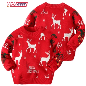 Рождественские свитера для маленьких мальчиков и девочек 2021 года, зимняя одежда для малышей с оленями, детские рождественские свитера с вышивкой, топы Pull Fille